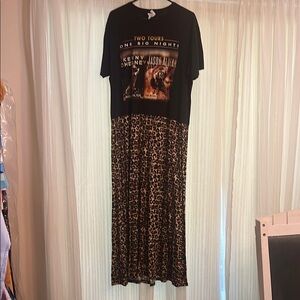 Black and Leopard Print Jason Aldean Kenny Chensney Tour Maxi Dress